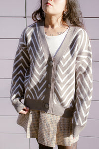 Zig Zag Print Cardigan - Sugar + Style