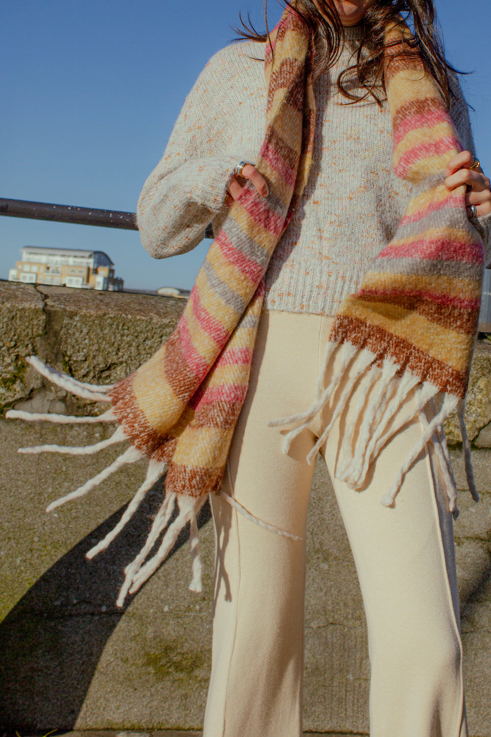 Striped Warm Wrap Scarf - Sugar + Style