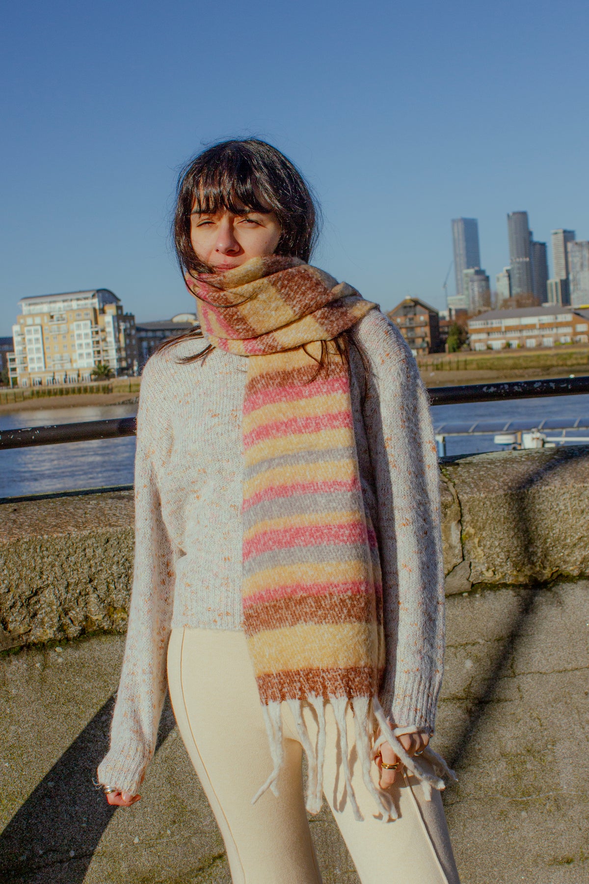 Striped Warm Wrap Scarf - Sugar + Style