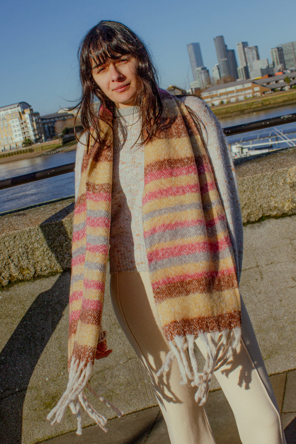 Striped Warm Wrap Scarf - Sugar + Style