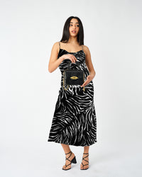 Tiger Print Scoop Back Strap Detail Dress - Sugar + Style