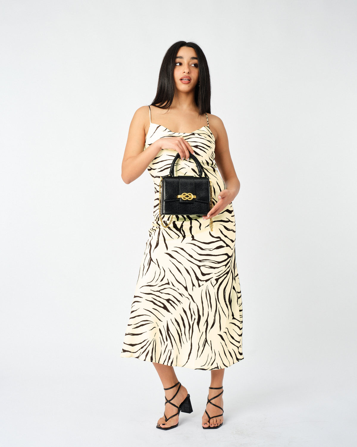 Tiger Print Scoop Back Strap Detail Dress - Sugar + Style