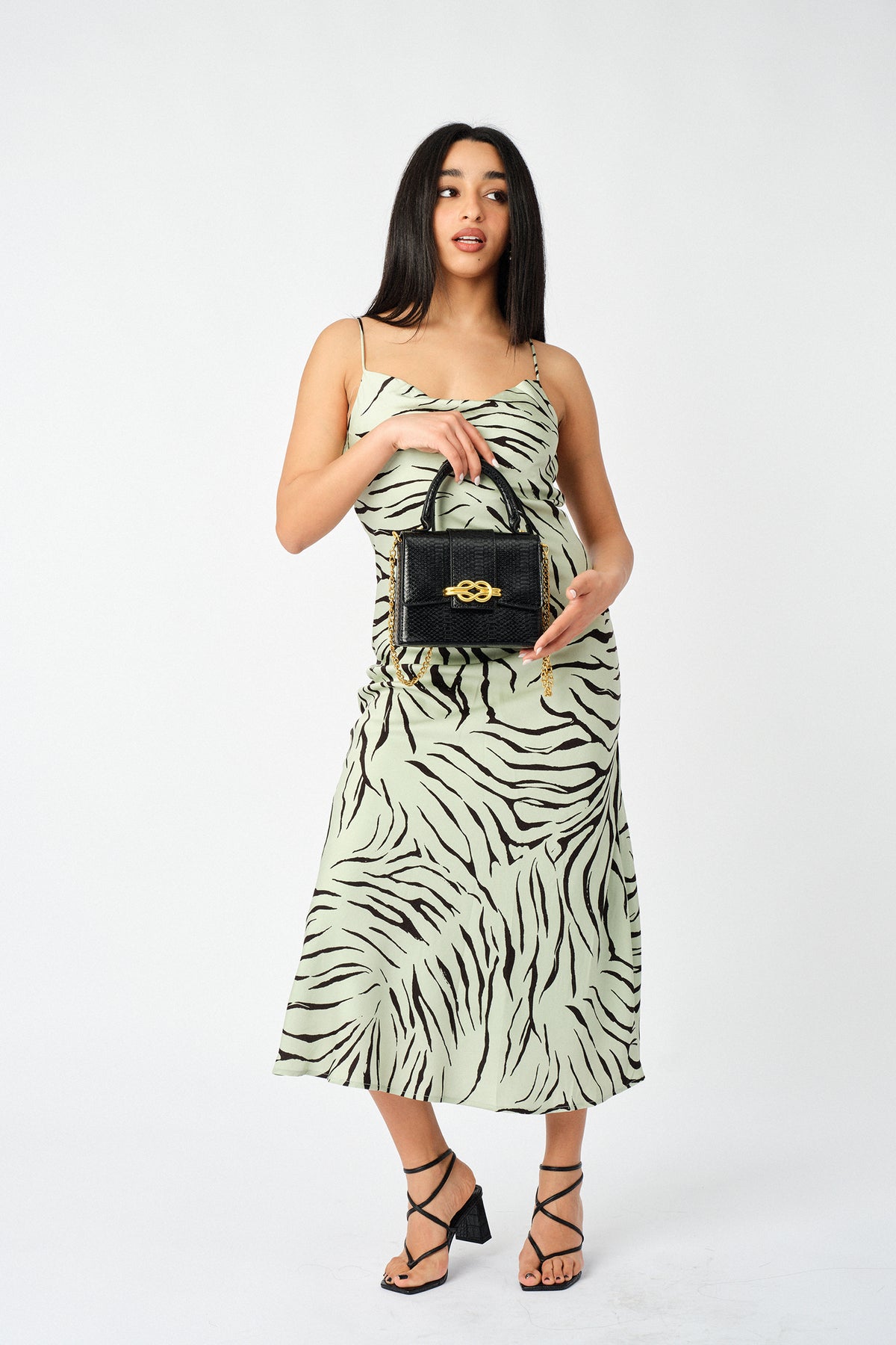 Tiger Print Scoop Back Strap Detail Dress - Sugar + Style