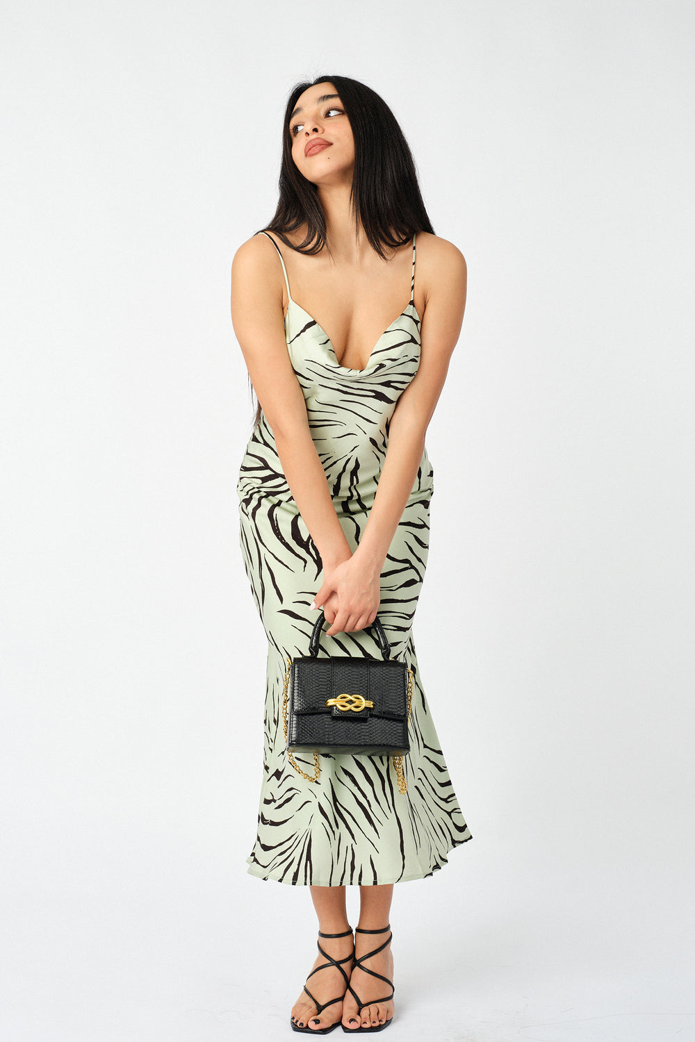 Tiger Print Scoop Back Strap Detail Dress - Sugar + Style