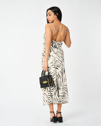 Tiger Print Scoop Back Strap Detail Dress - Sugar + Style