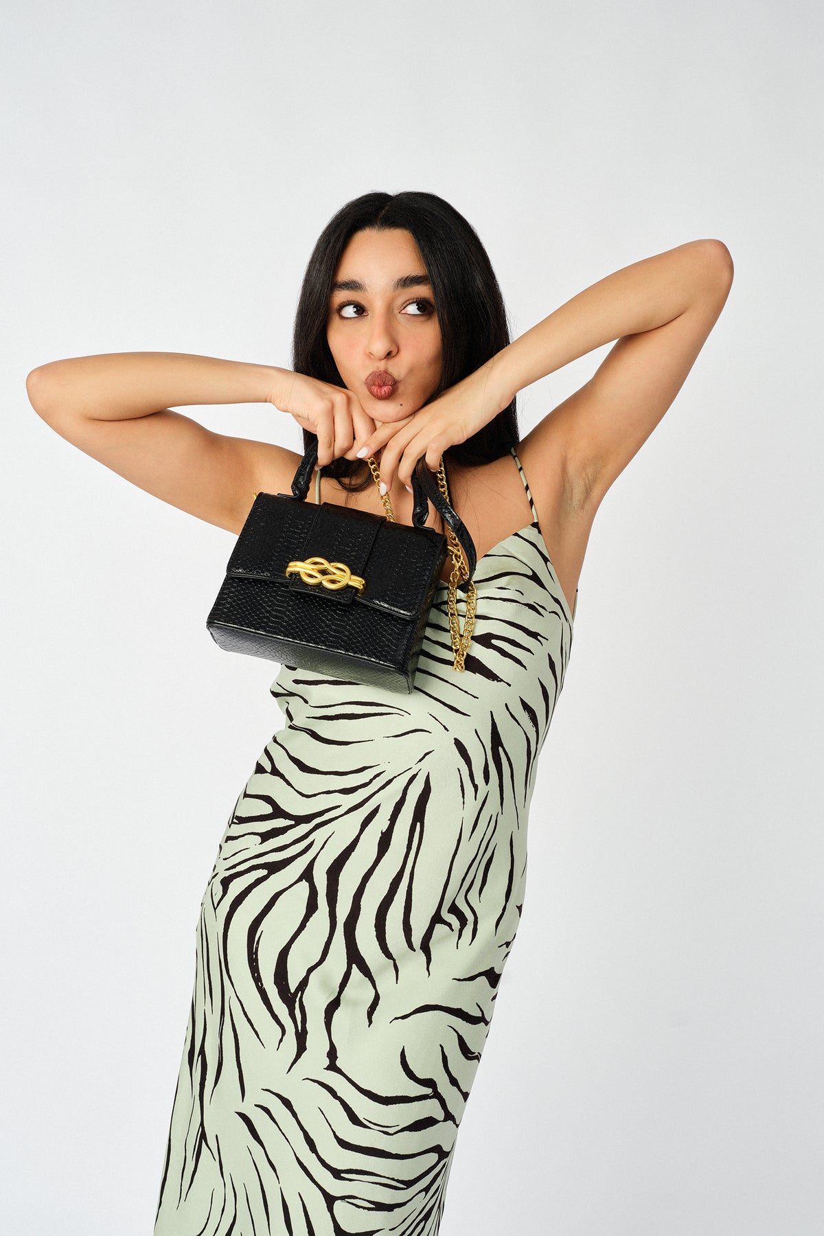 Tiger Print Scoop Back Strap Detail Dress - Sugar + Style