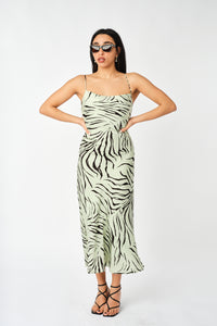 Tiger Print Scoop Back Strap Detail Dress - Sugar + Style