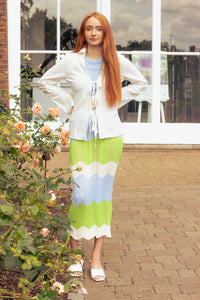 Crochet Style Wavy Pattern Pencil Skirt - Sugar + Style