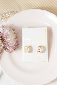 Tulip Detailed Mini Hoop Earrings - Sugar + Style