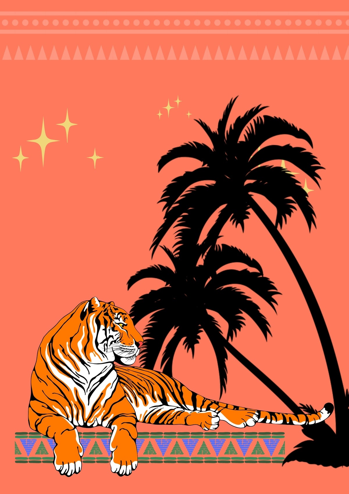 Tiger Palm Trees A4 Print - Sugar + Style