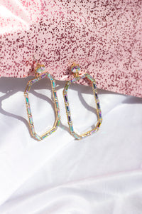 Gem Cut Out Rectangle Dangle Earrings - Sugar + Style