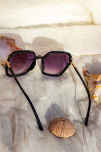 Rounded Square Screw Detail Side Arm Sunglasses - Sugar + Style