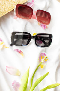 Rectangle Front Lens Side Texture Sunglasses - Sugar + Style