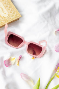 Rectangle Front Lens Side Texture Sunglasses - Sugar + Style