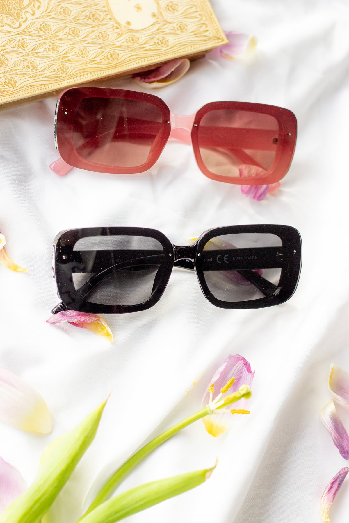 Rectangle Front Lens Side Texture Sunglasses - Sugar + Style