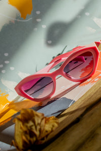 Angled Polygon Thick Frame Sunglasses - Sugar + Style