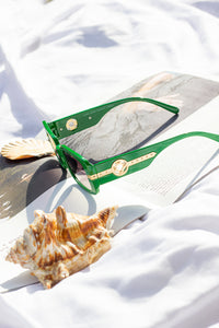 Rectangle Sunglasses with Floral Monogram Arm Detail - Sugar + Style