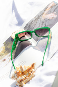 Rectangle Sunglasses with Floral Monogram Arm Detail - Sugar + Style