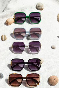Oversized Rounded Square Screw Detail Sunglasses - Sugar + Style