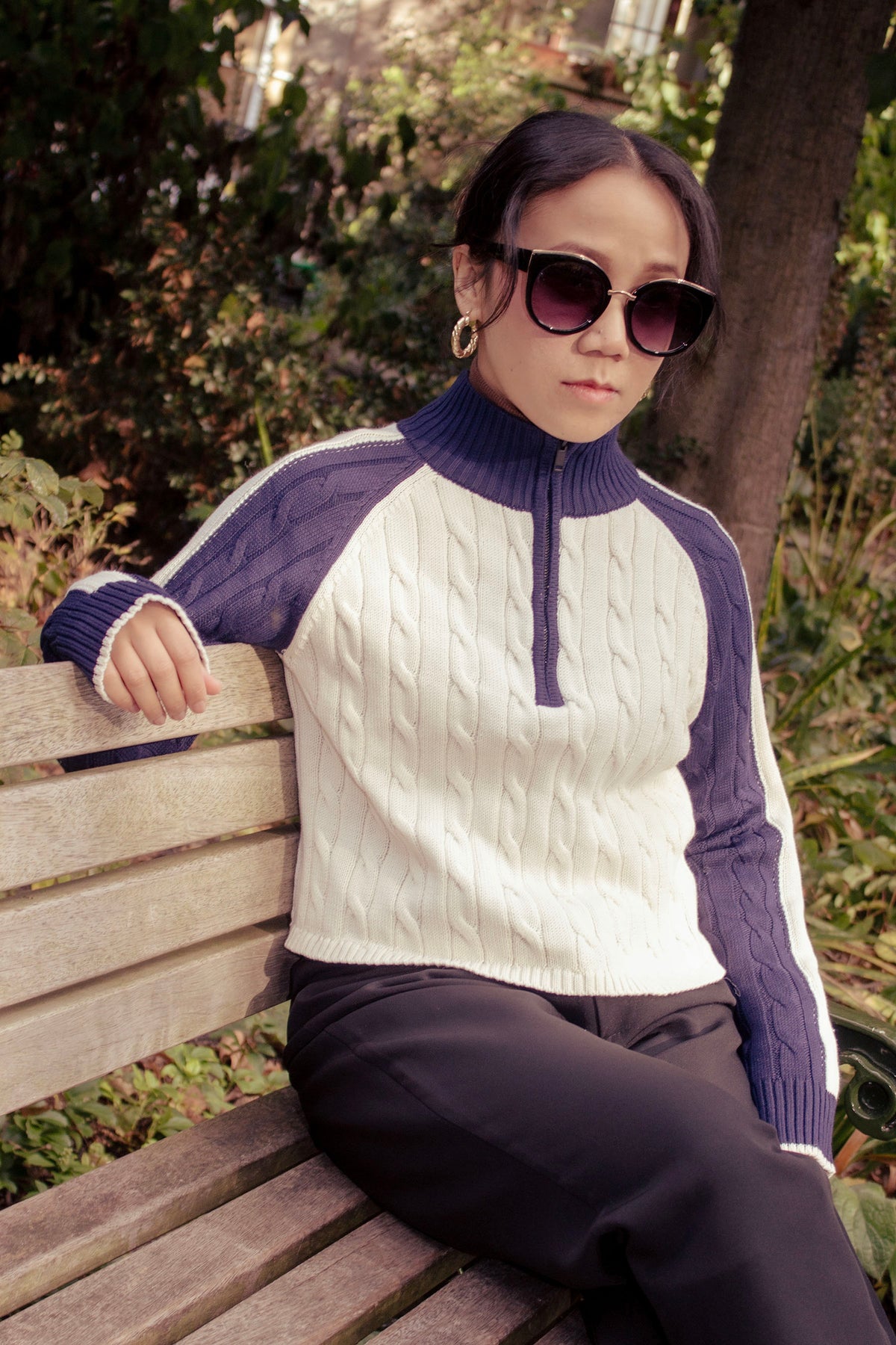 Three Quarter Zip Cable Knit Jumper - Sugar + Style