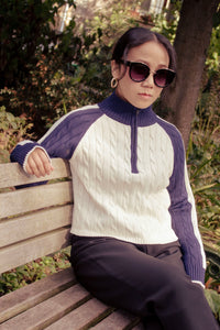 Three Quarter Zip Cable Knit Jumper - Sugar + Style