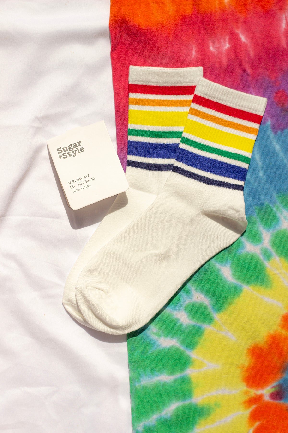 Varied Rainbow Stripe Top Socks - Sugar + Style