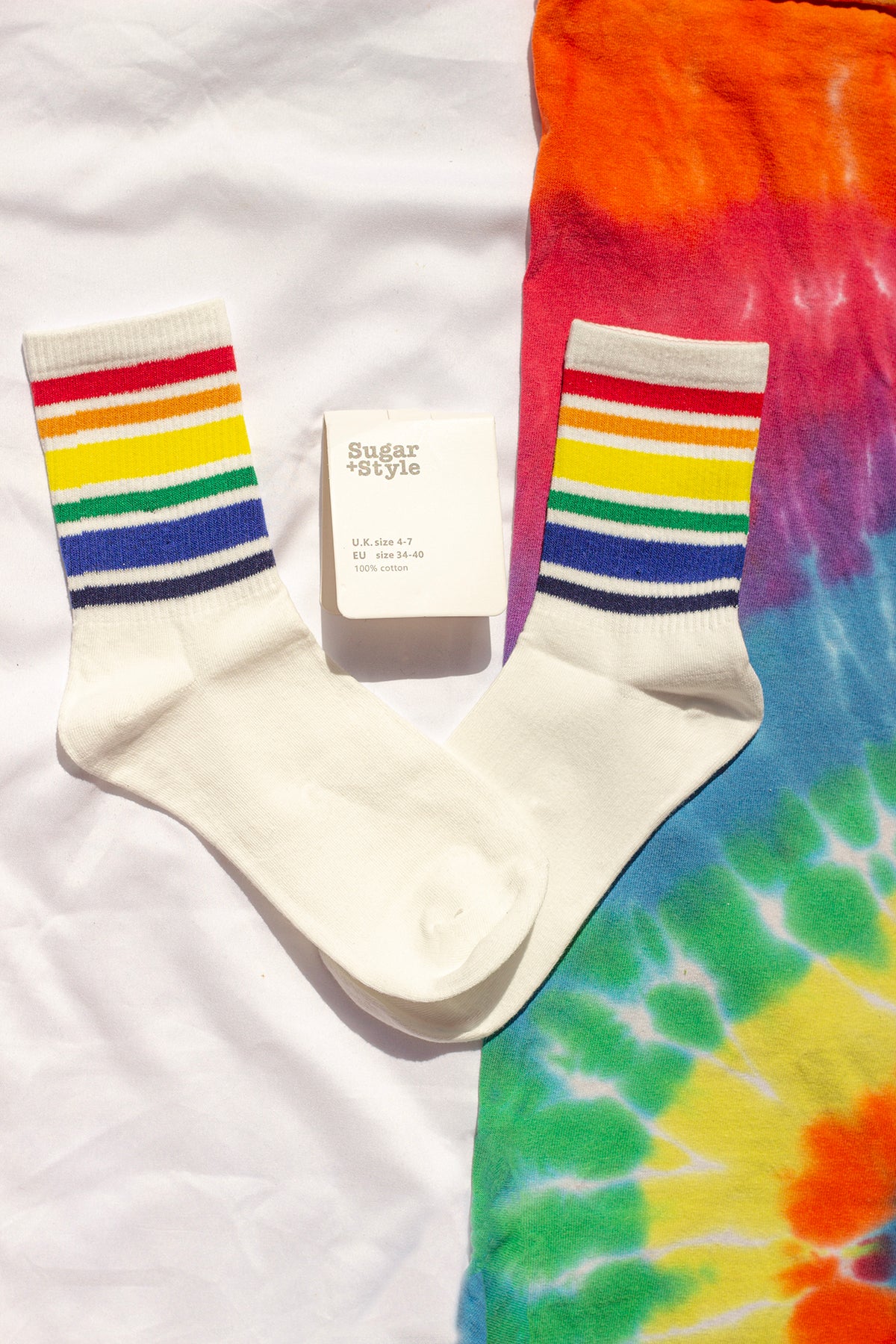 Varied Rainbow Stripe Top Socks - Sugar + Style