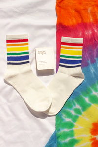 Varied Rainbow Stripe Top Socks - Sugar + Style