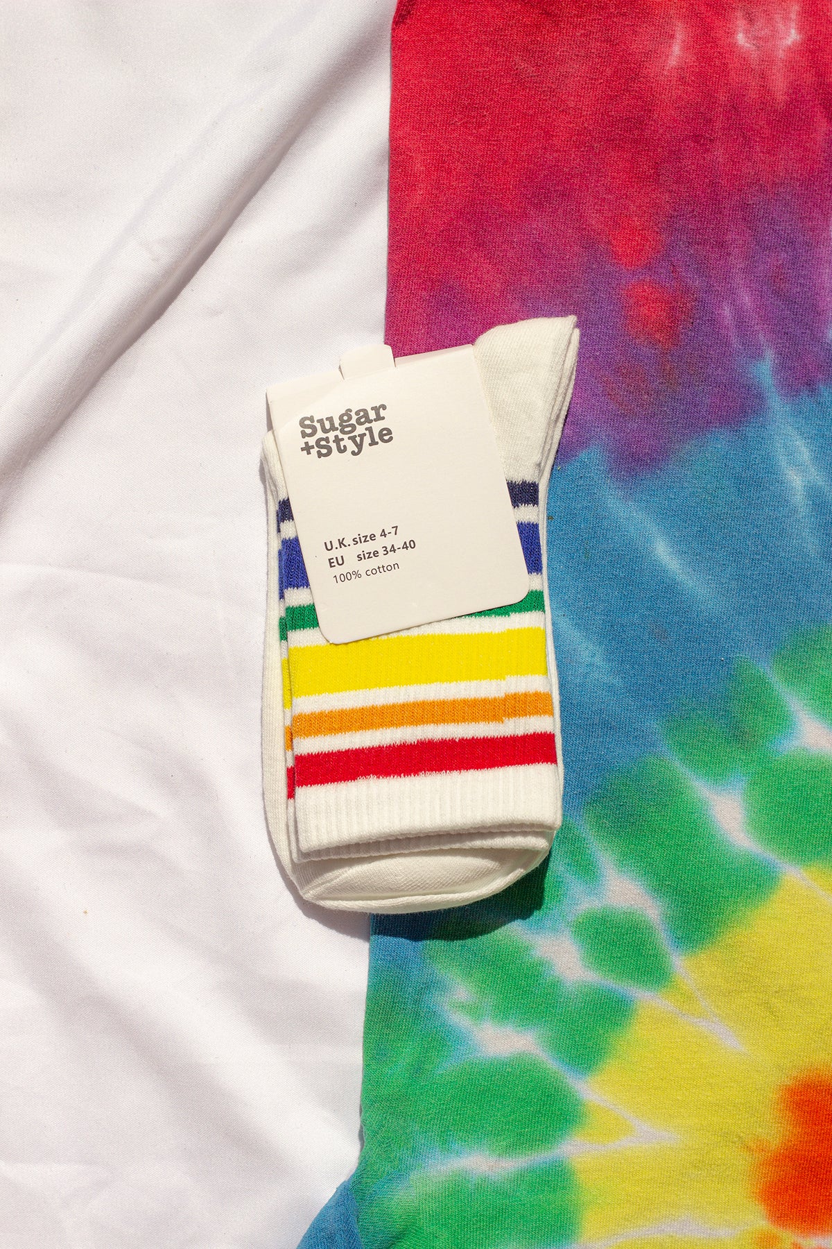 Varied Rainbow Stripe Top Socks - Sugar + Style