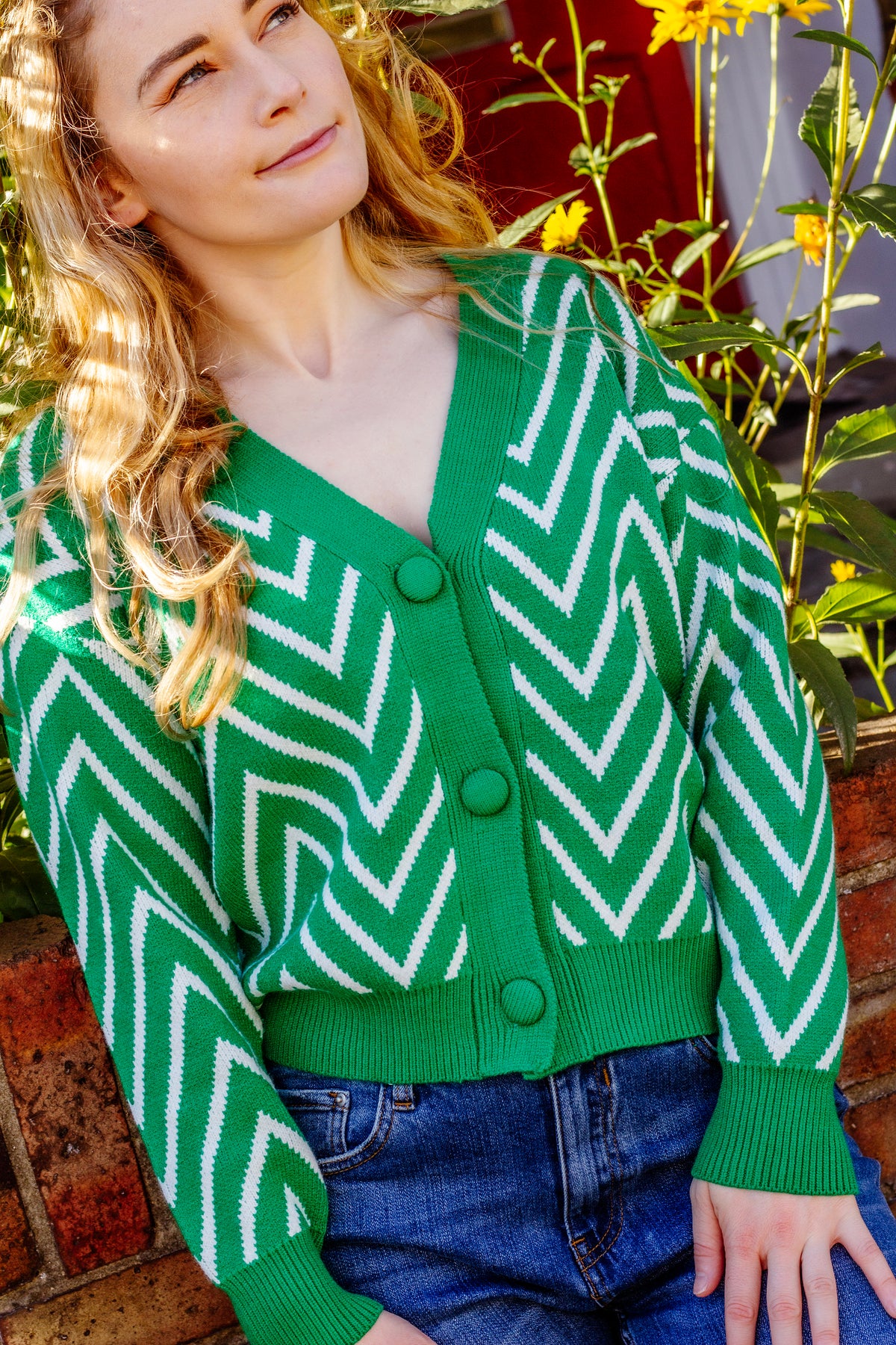 Zig Zag Print Cardigan - Sugar + Style