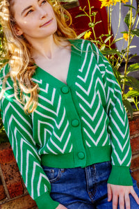 Zig Zag Print Cardigan - Sugar + Style