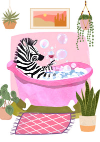Zebra In Bath A4 Print - Sugar + Style