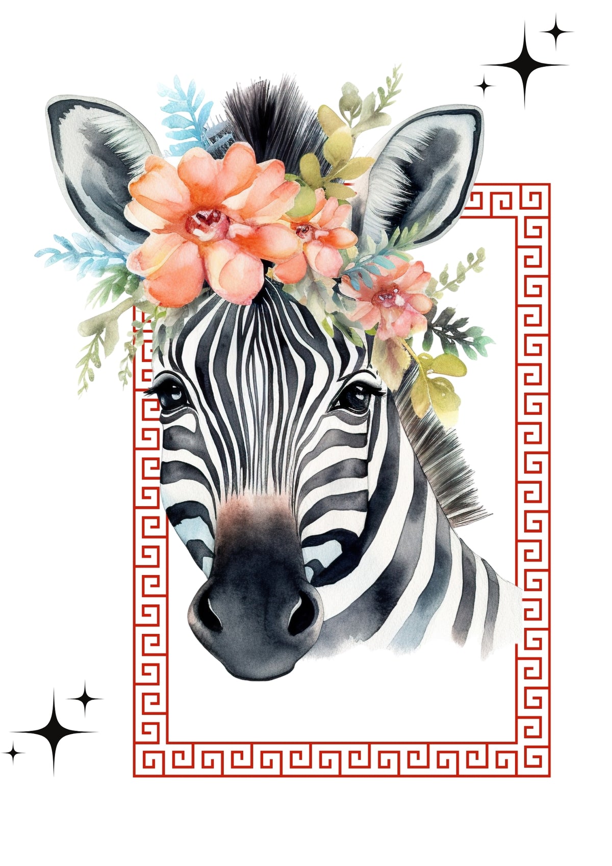 Zebra Flower Crown A4 Print - Sugar + Style