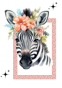 Zebra Flower Crown A4 Print - Sugar + Style
