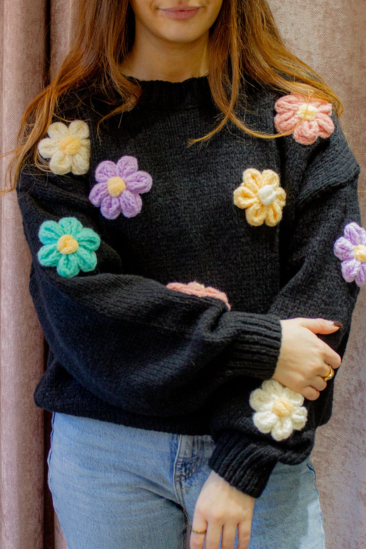 Crochet Applique Daisy Jumper - Sugar + Style