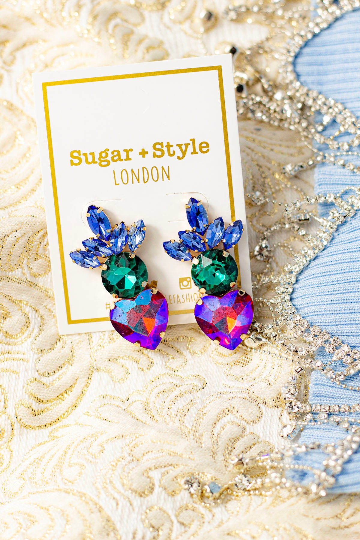 Heart Gem Layer Stud Earrings - Sugar + Style