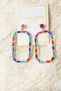 Bevelled Square Cut Out Dangle Gem Earrings - Sugar + Style