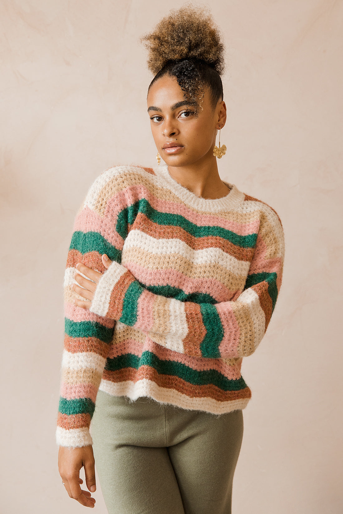 Wavy Crochet Style Knit Jumper - Sugar + Style