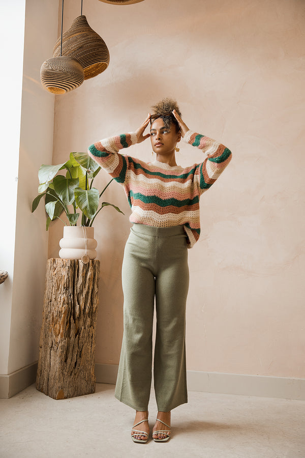 Relaxed Wide Leg Knit Trousers - Sugar + Style