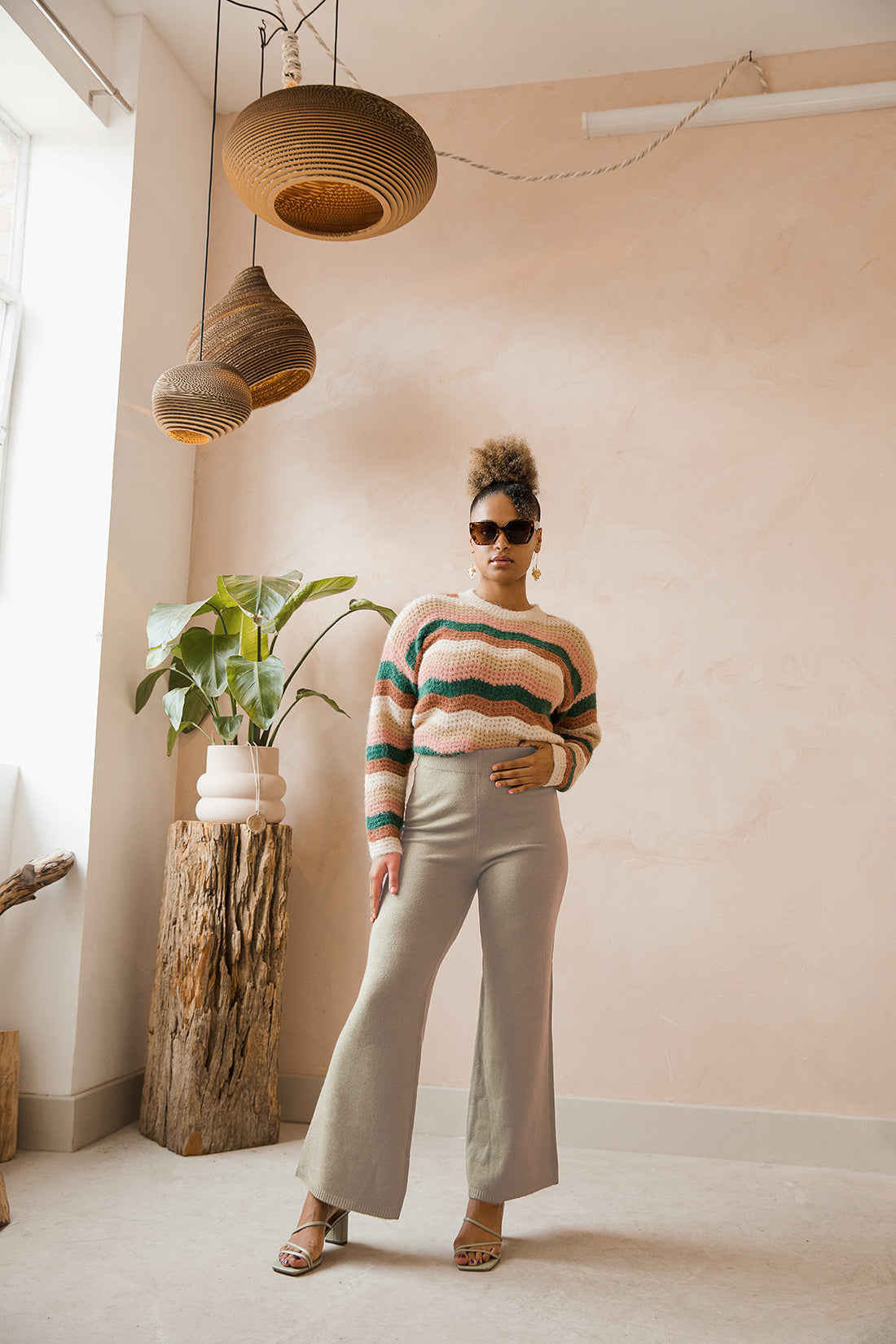 Relaxed Wide Leg Knit Trousers - Sugar + Style
