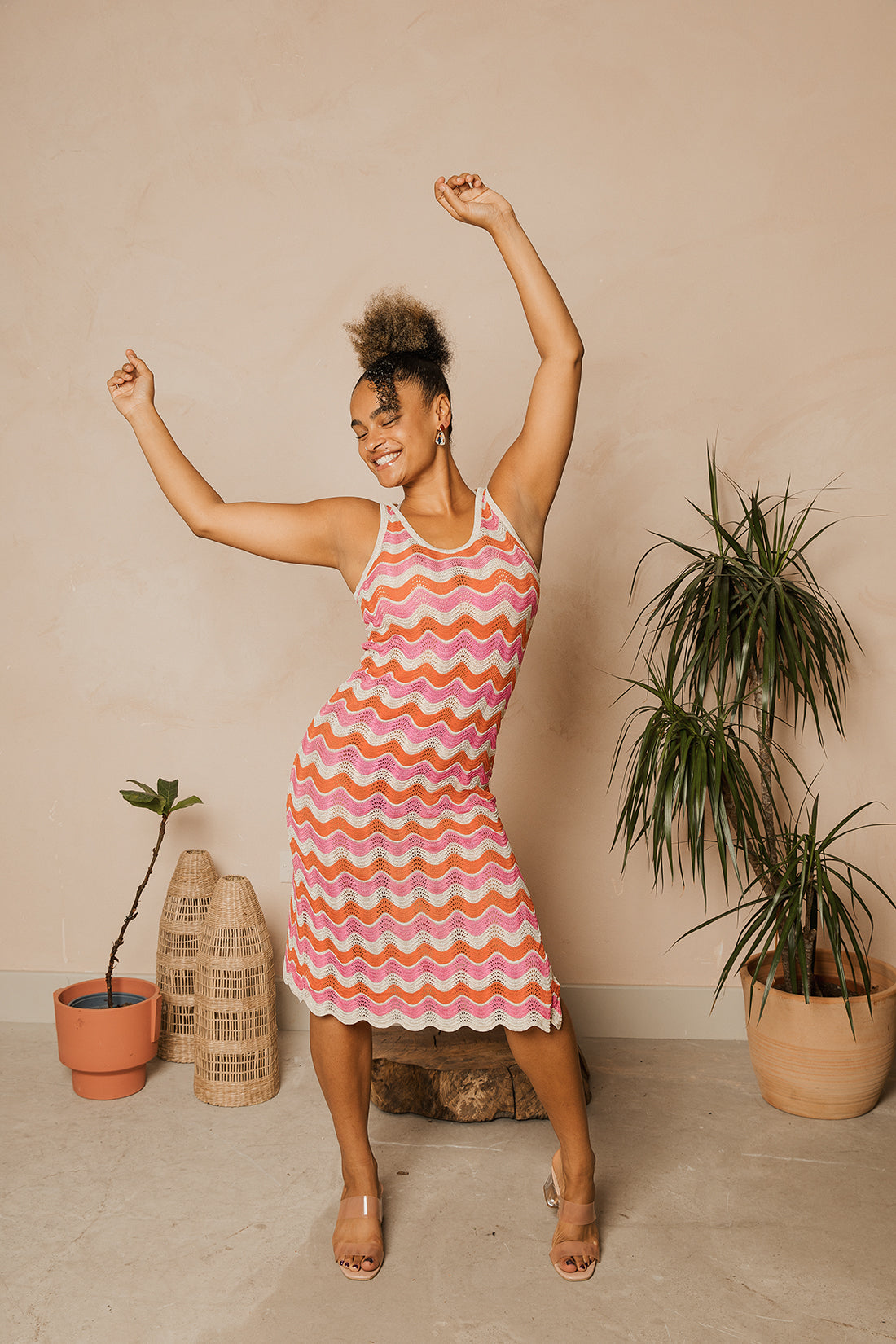 Wavy Knitted Midi Dress - Sugar + Style