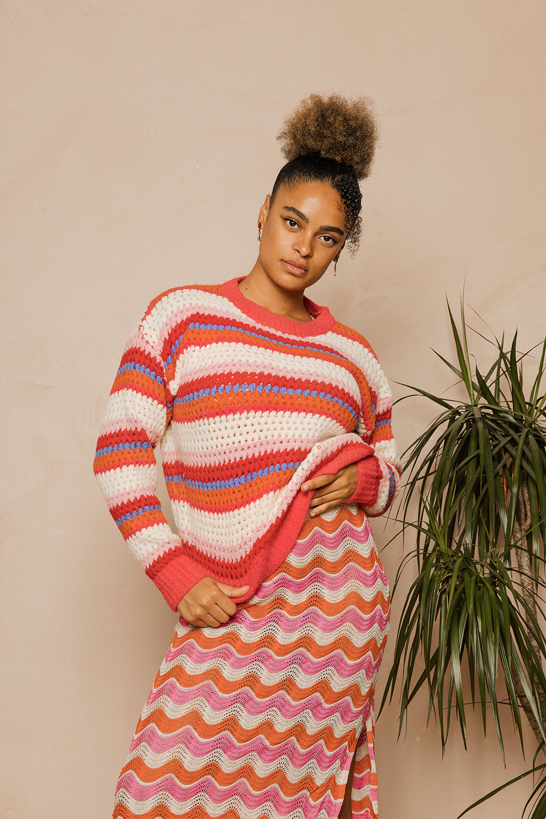 Soft Chunky Stripe Crochet Knit Jumper - Sugar + Style