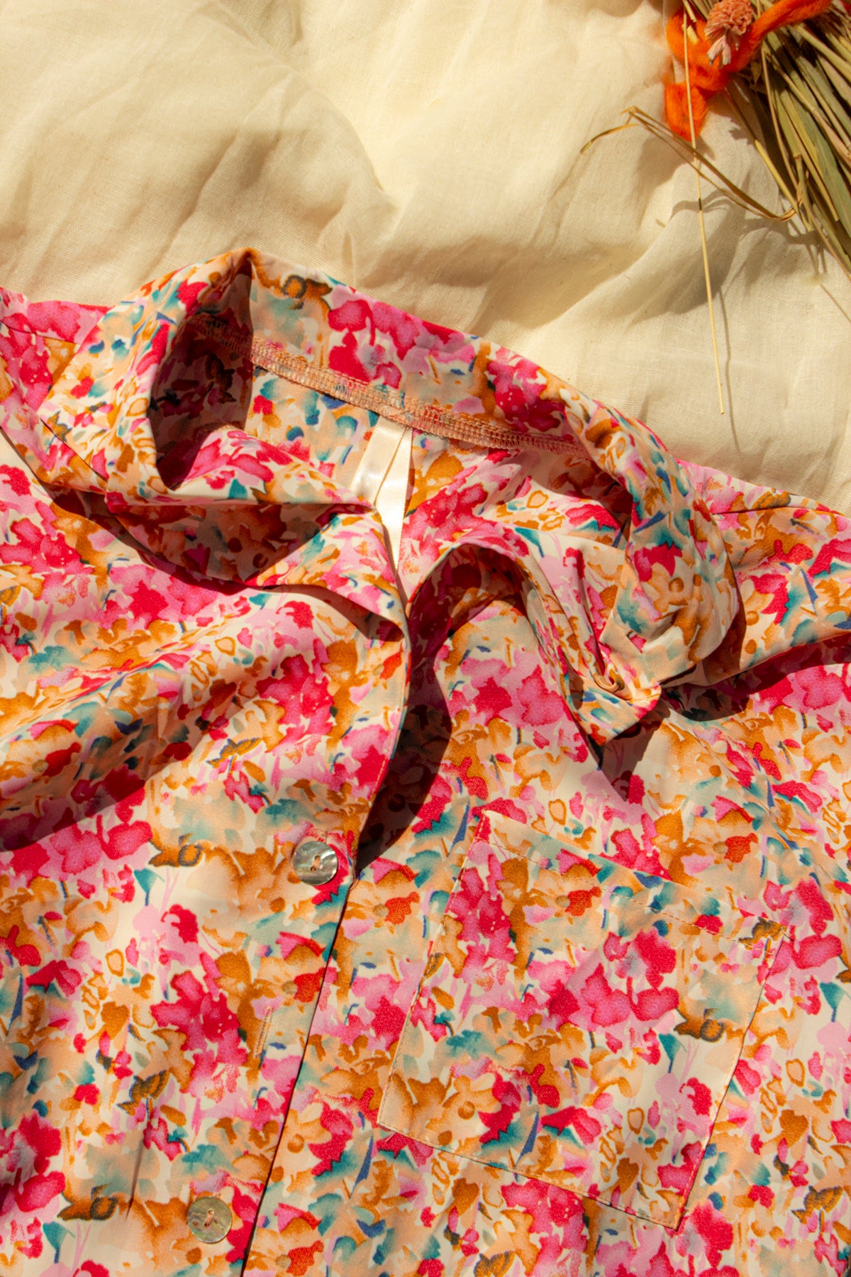 Floral Print Relaxed Short Sleeve Shirt - Sugar + Style