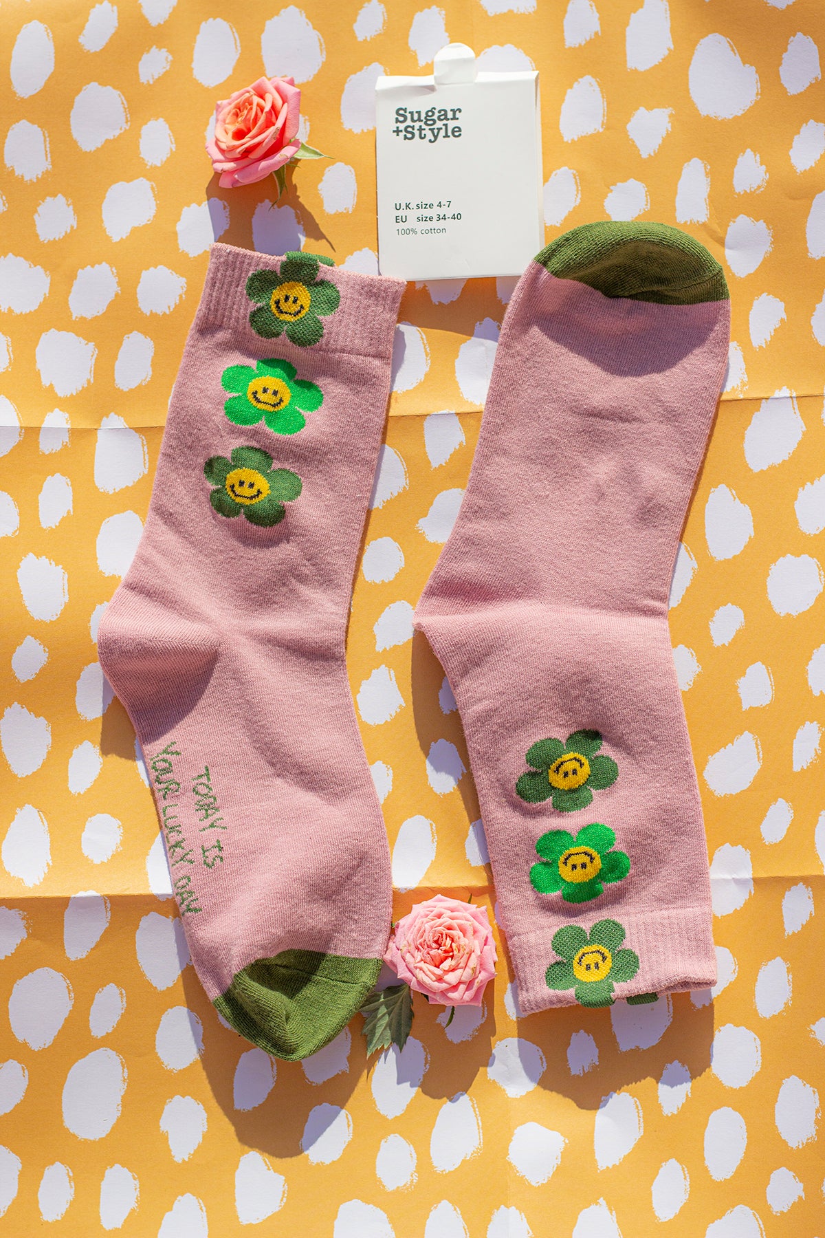 Three Flower Smiley Socks - Sugar + Style