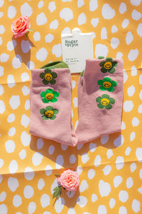 Three Flower Smiley Socks - Sugar + Style