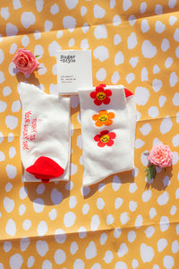 Three Flower Smiley Socks - Sugar + Style
