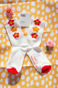 Three Flower Smiley Socks - Sugar + Style