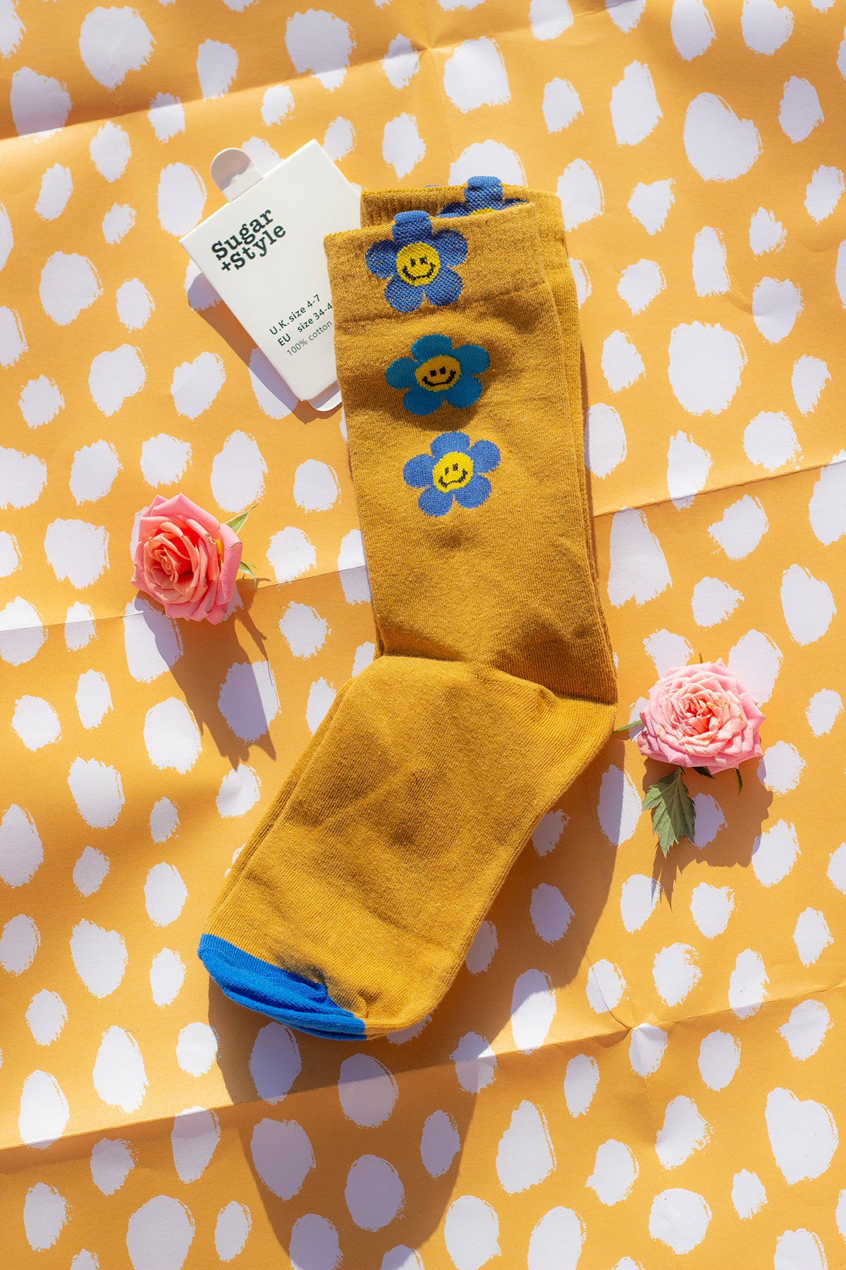 Three Flower Smiley Socks - Sugar + Style