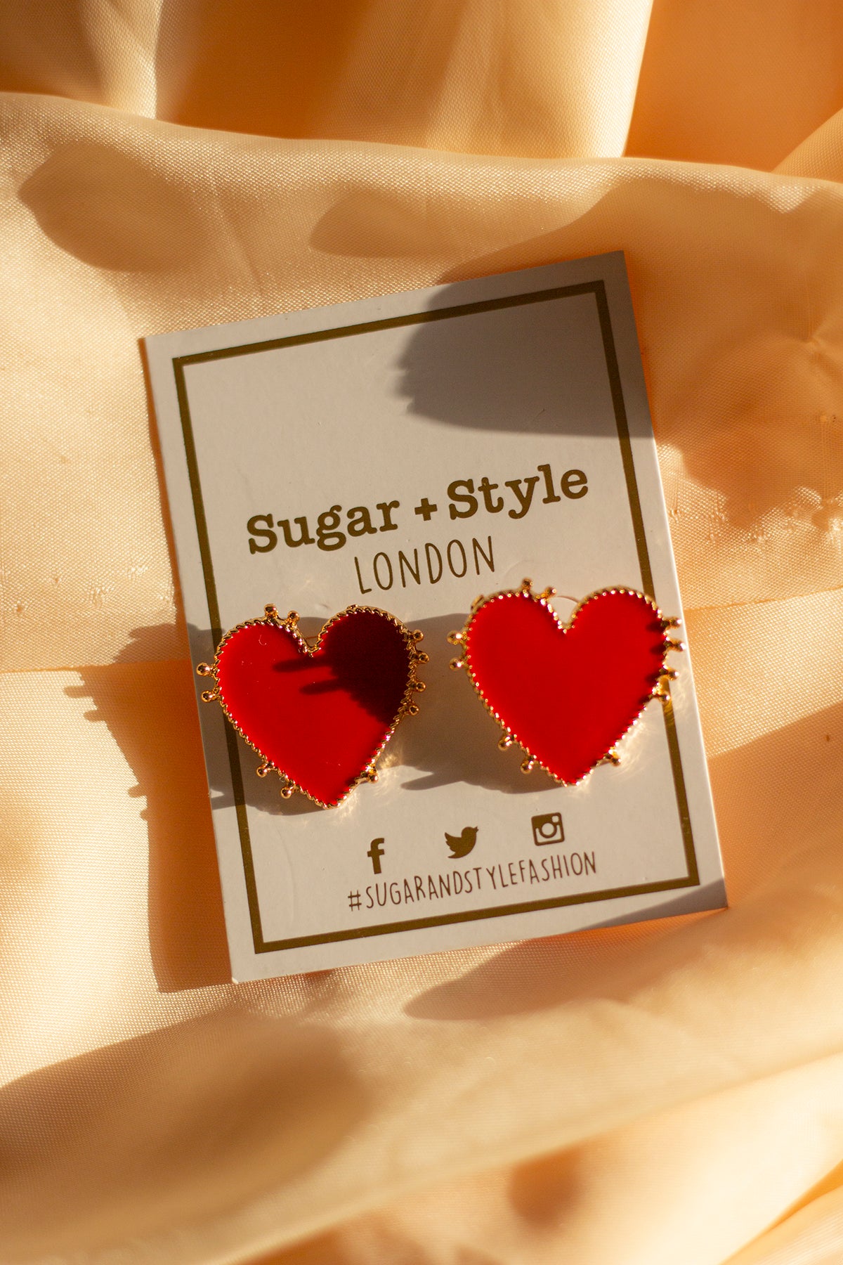 Bright Red Heart Dot Statement Stud Earrings - Sugar + Style