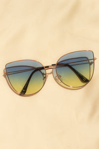 Gradient Tint Butterfly Wire Frame Cat Eye Sunglasses - Sugar + Style